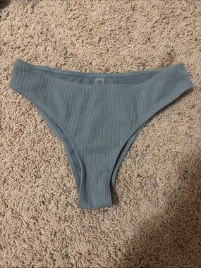Never-worn SHEIN Ribbed High-Cut Bikini Bottoms in Dusty Blue